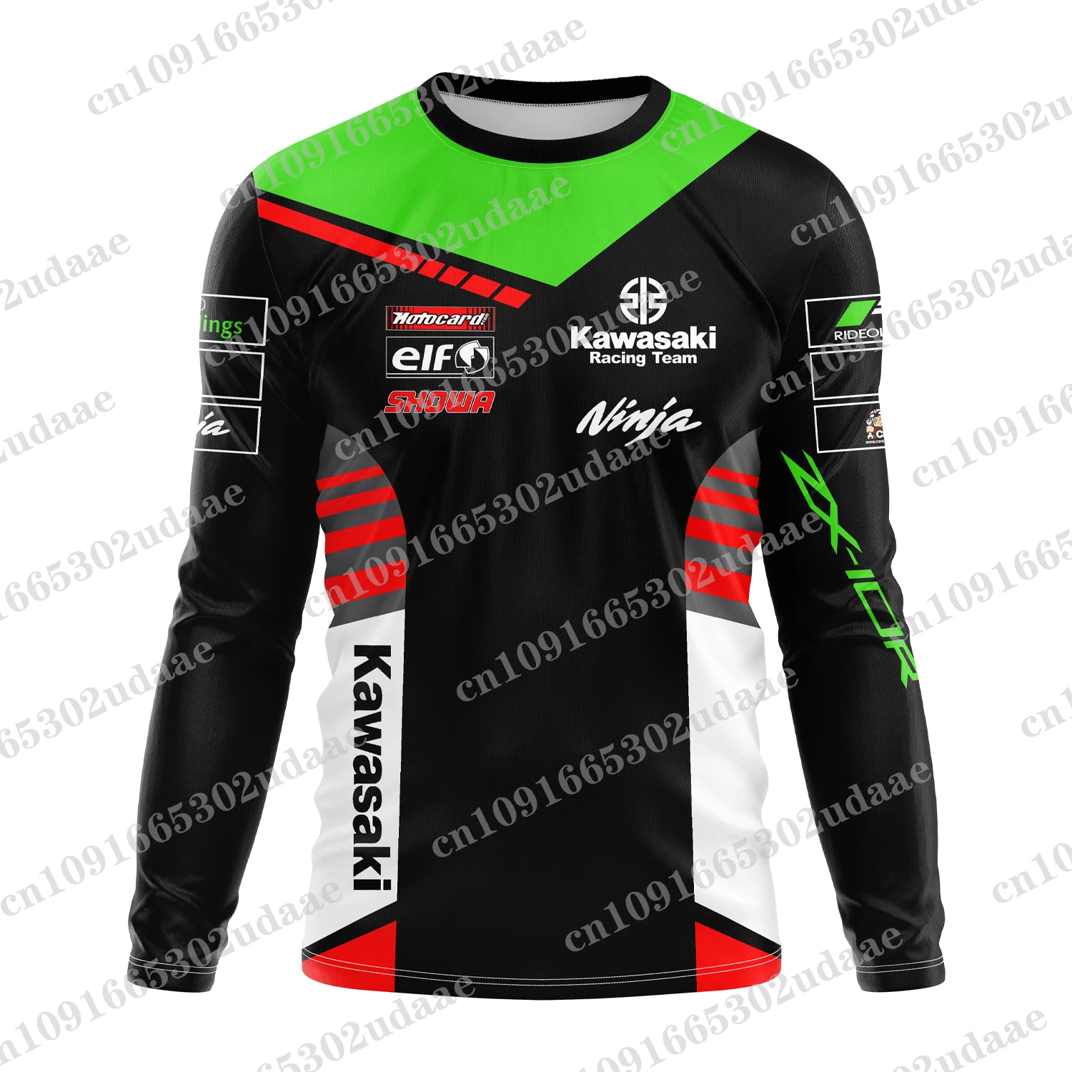 Camiseta de manga comprida respirável e seca, adequado para trabalhadores de impressão 3D, Kawasaki Motorcycle Racing Team, Novo, 2024