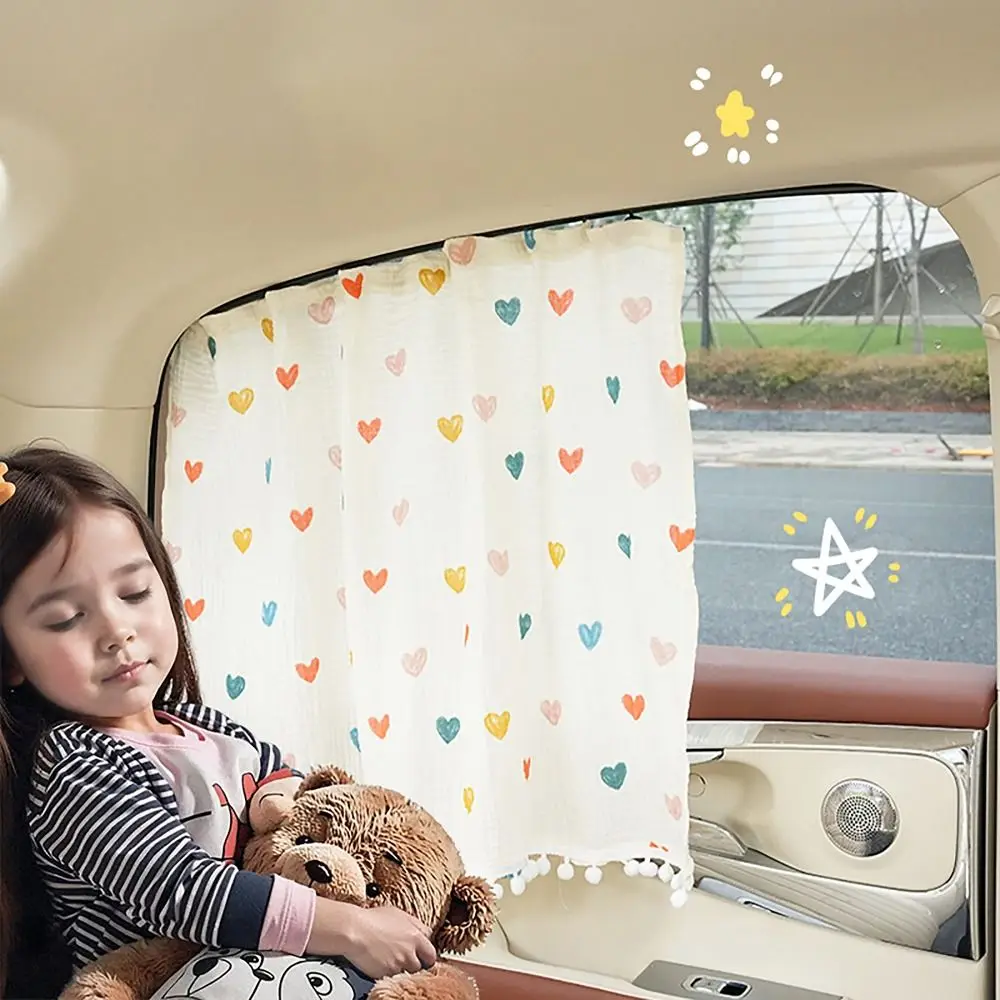 Embedded Rail Car Curtains Privacy Divider Heat Insulation Car Sunshades Love Bear Printed Auto Window for Car Accessories