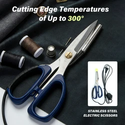 Electrothermal Scissors Stainless Steel Electric Heating Tailor Scissors Heated Cutting Scissors for Curtain Non-Woven Fabrics