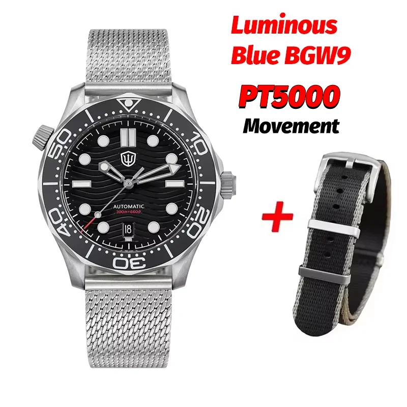 Watchdives WD007 V4 Automatic Dive Watch 200M Waterproof PT5000/SL3001 Titanium Case Sapphire Crystal Mens Vintage Watch Gift image 3