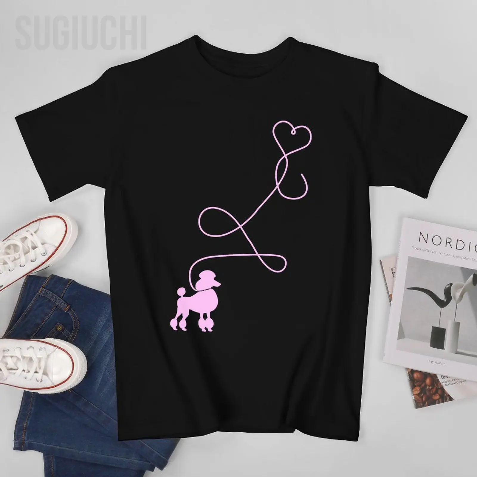 Unisex Men 1950's Sock Hop Costume Dog Cute Poodle Heart Tshirt Tees T Shirts Women Boys 100% Cotton T-Shirt