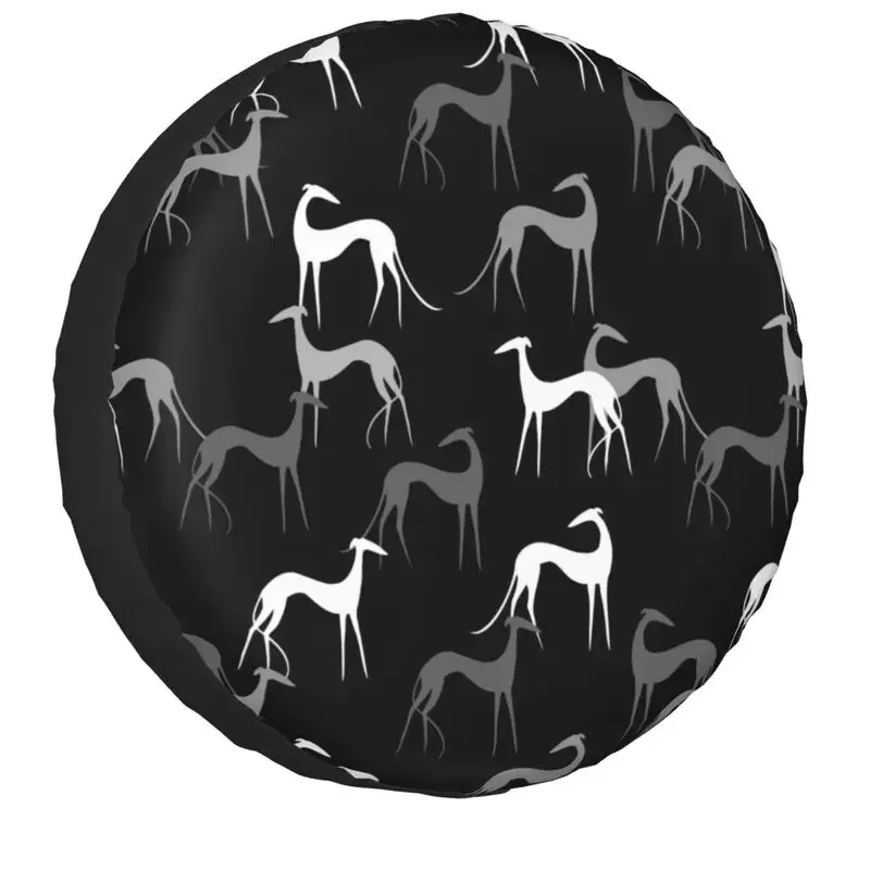 Cute Greyhound Dog Spare Tire Cover for Toyota Land Cruiser Prado Jeep RV SUV Trailer Car Wheel Covers 14