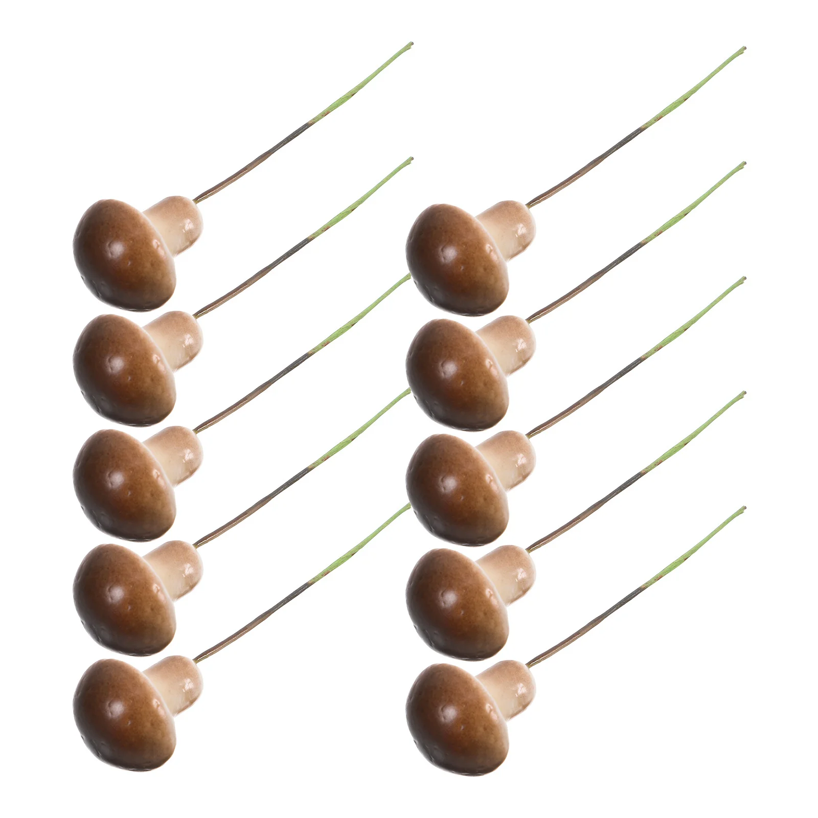 

50Pcs Mini Mushrooms Picks Realistic Tiny Ornaments for DIY Terrariums Fairy Garden Home Decor Dark Brown Toadstools for Craft