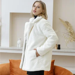 Faux Rabbit Fur Coats Women Autumn Winter Fashion Faux Fur Coat  Plus Size Female Plush Coats Elegant Thick Warm Fur coat