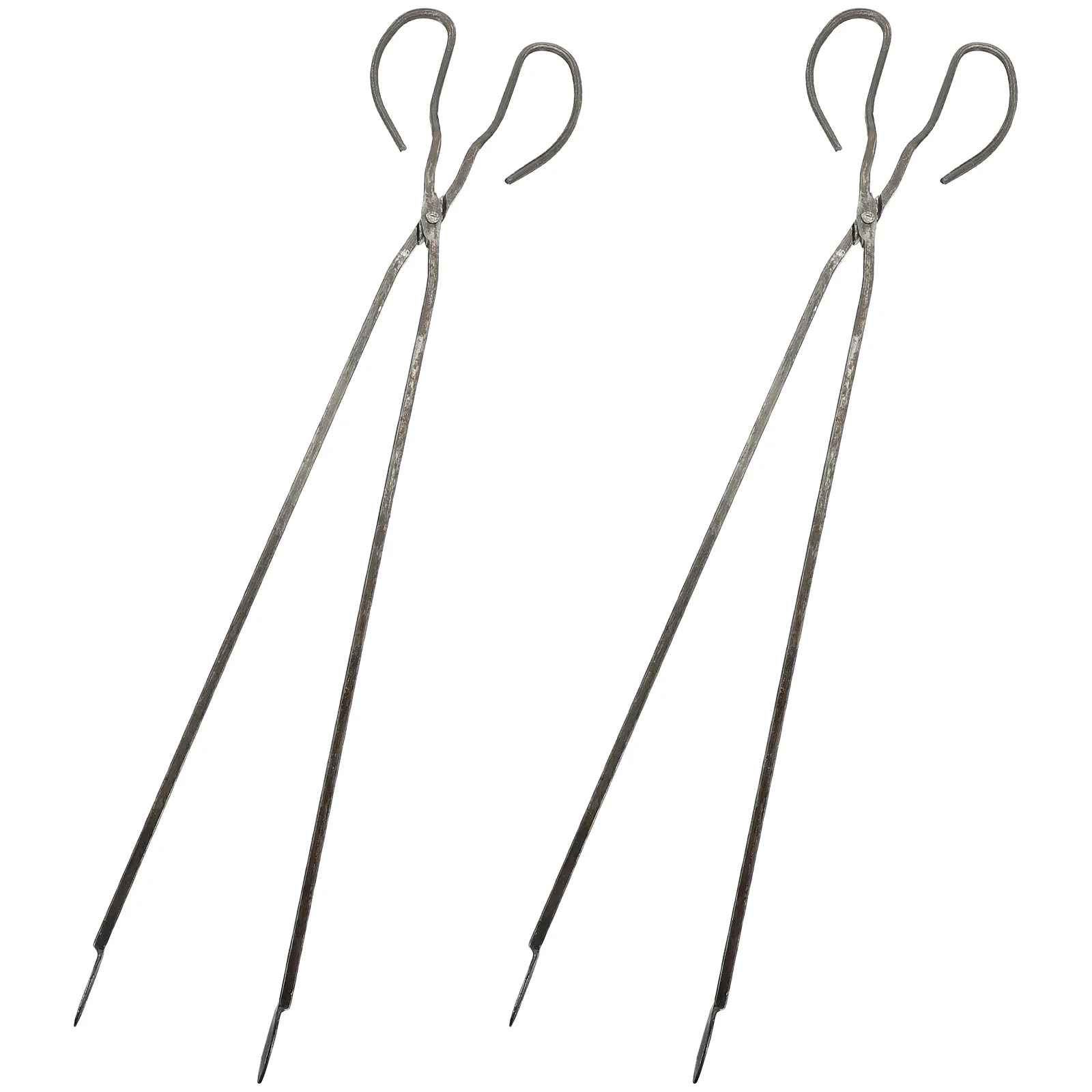 

2pcs Charcoal Tongs Iron Garbage Clamps For Fireplace Fire Pit Wood Stove Outdoor Camping Reusable Bbq Tools Kitchen Tong