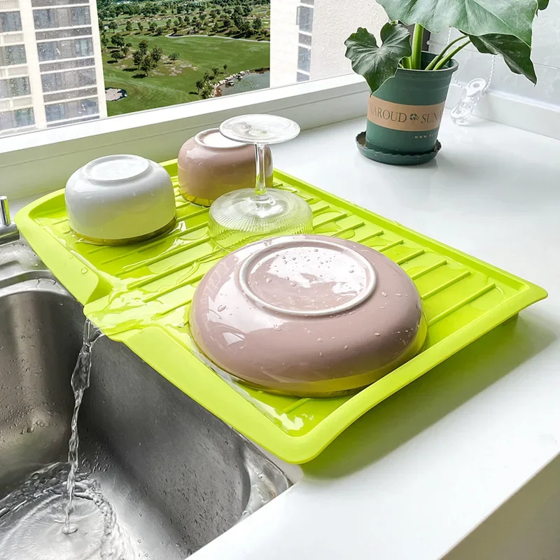 New Multifunctional Large Kitchen Draining Tray Fruit and Vegetable Plastic Draining Tray Dishes and Cutlery Draining Racks