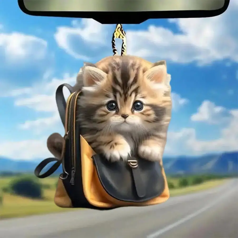 Acrylic 2D Cat Hanging Decoration Animal Hanging Pendents Auto Rearview Mirror Cartoon Kitten Bag Keychain Backpack Decoration