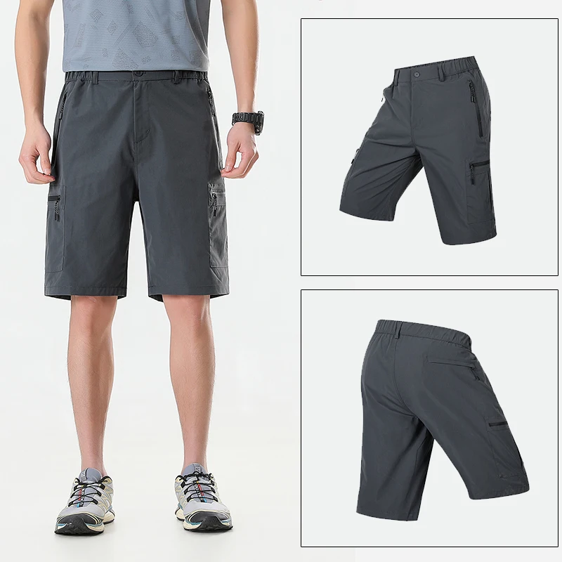 

Summer Multi-pocket Cargo Shorts With Pocket Zipper Shorts Pants Men's Casual Loose Fifth Pants Elastic Waist Army Tactical Pant