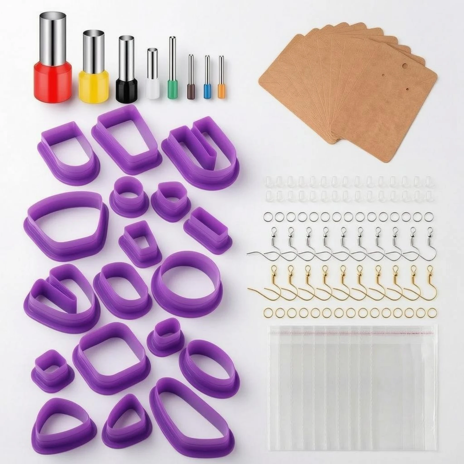126 Pieces Clay Crafting Tool Set DIY Earring Clay Cutter Set Jewelry Making Shapers Storage Bag Craft Supply Metal and Plastic view 6