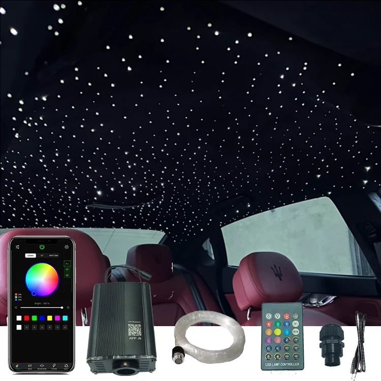 

Hot sell Optical Fiber Starry Sky Car Light 18W RGBW LED Fiber Optic Light Engine Kit Starlight +0.75mm Fiber Optic 500pcs 3mete