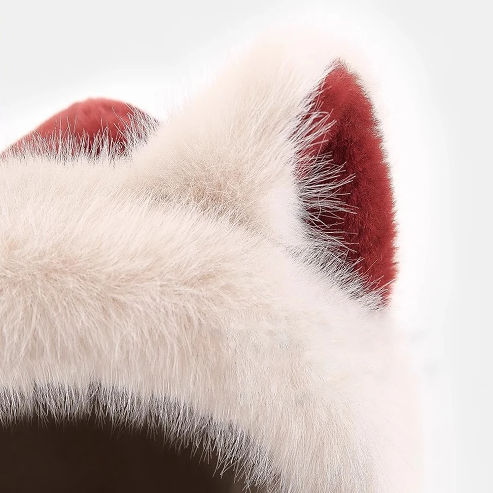 Winter Women's One-Piece Plush Hat Scarf, Cycling Warm Ear Protection Hat, Cute Ski Hat, Suitable For Keep Warm In Winter