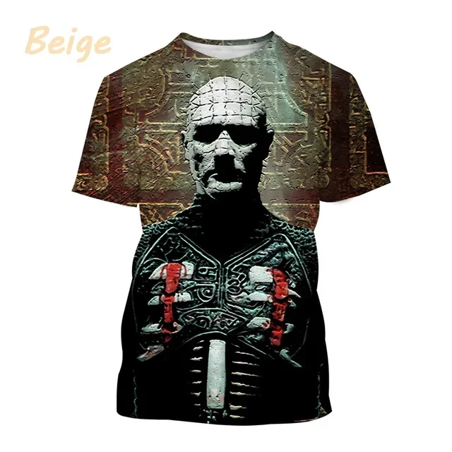 Movie Hellraiser 3d Print T-shirt Men Women Fashion T-shirts Punk Tops Tees Horror Movie Tshirt Summer Oversized Camiseta Hombre