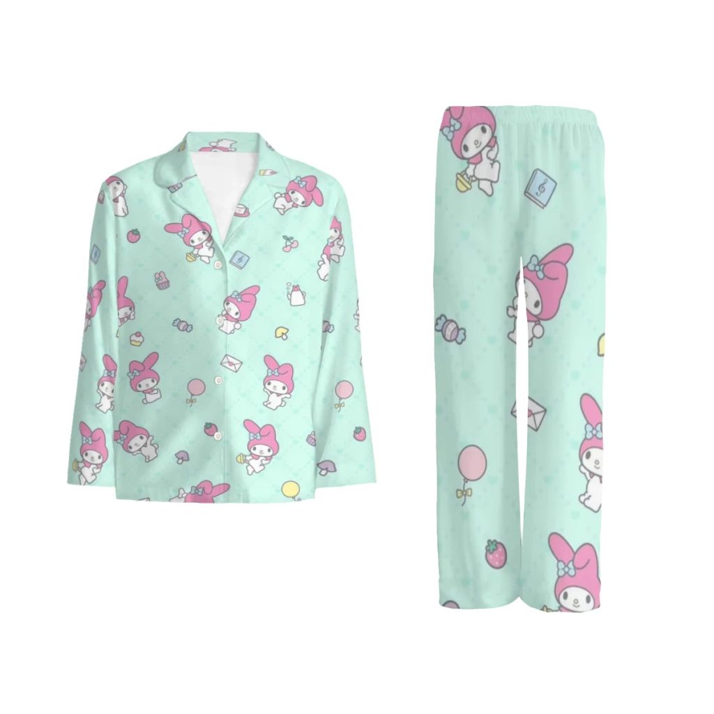 

Sanrio Cotton pajamas set for men and women, long-sleeved strawberry doll print casual pajamasSanrio