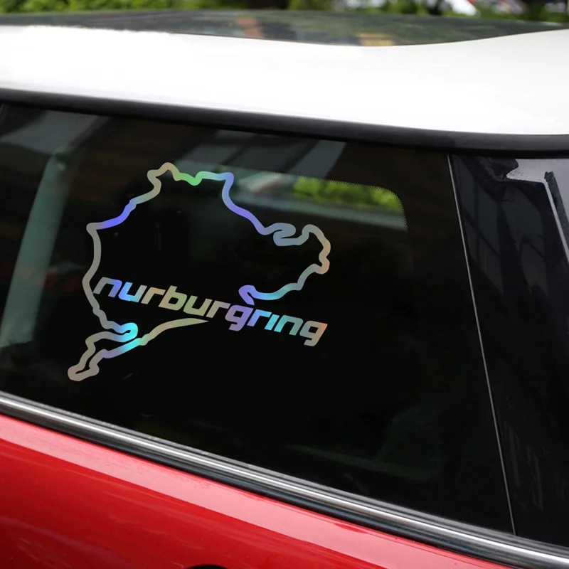 

Black White Holographic Race Track Outline Stickers, Waterproof Vinyl Decals for Car Motorcycle