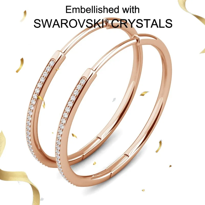 

Daisini 20/40m Thin Hoop Earrings setting Swarovski Crystal 925 Sterling Silver Gold Plated Bling Jewelry for Women Men Piercing