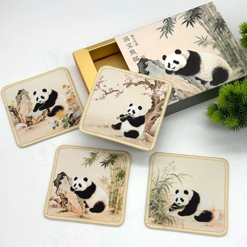 Panda Silk Coaster, Chinese Style Souvenir & Gift