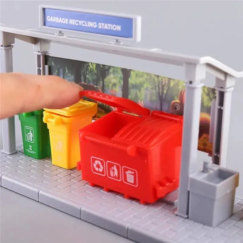 Miniature Garbage Collection Station Model Waste Recycling Station Diy Making Toys for Diorama/Collection Assembly Required 1Set