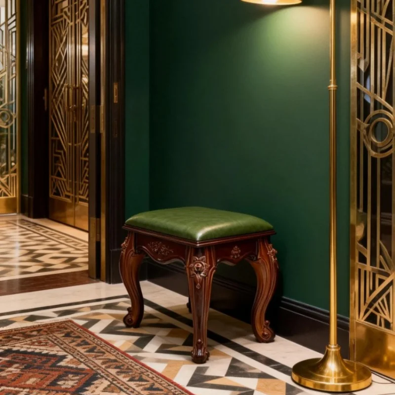 

Многофункциональный домашний табурет в скандинавском стиле с кожаной обивкой, низкая скамья для гостиной, пуфик