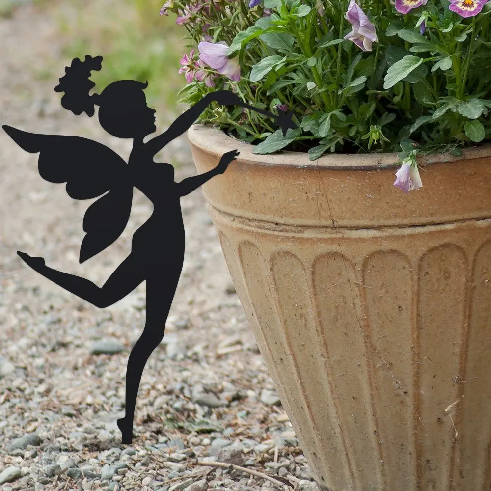 1 Stück Metall-Ballett-Tänzerin Gartenfigur, Bezaubernde Silhouette mit Blumendetails, Einfache Bodenmontage-Dekoration