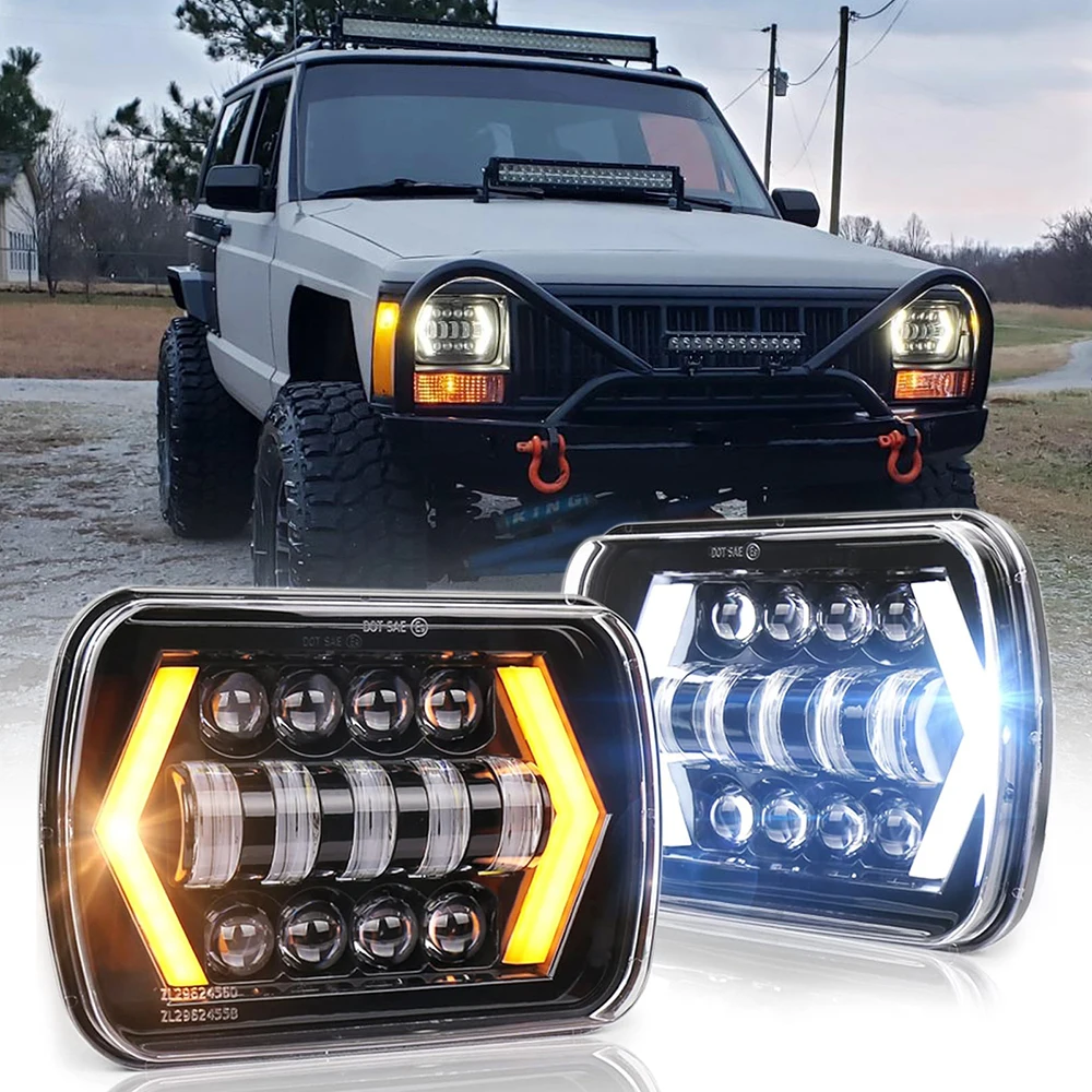 5x7\'\' 7x6\'\' LED Headlights H6054 H5054 Headlamp Hi/Low Beam for Jeep Wrangler YJ Cherokee XJ Comanche MJ S10 Blazer Express Van