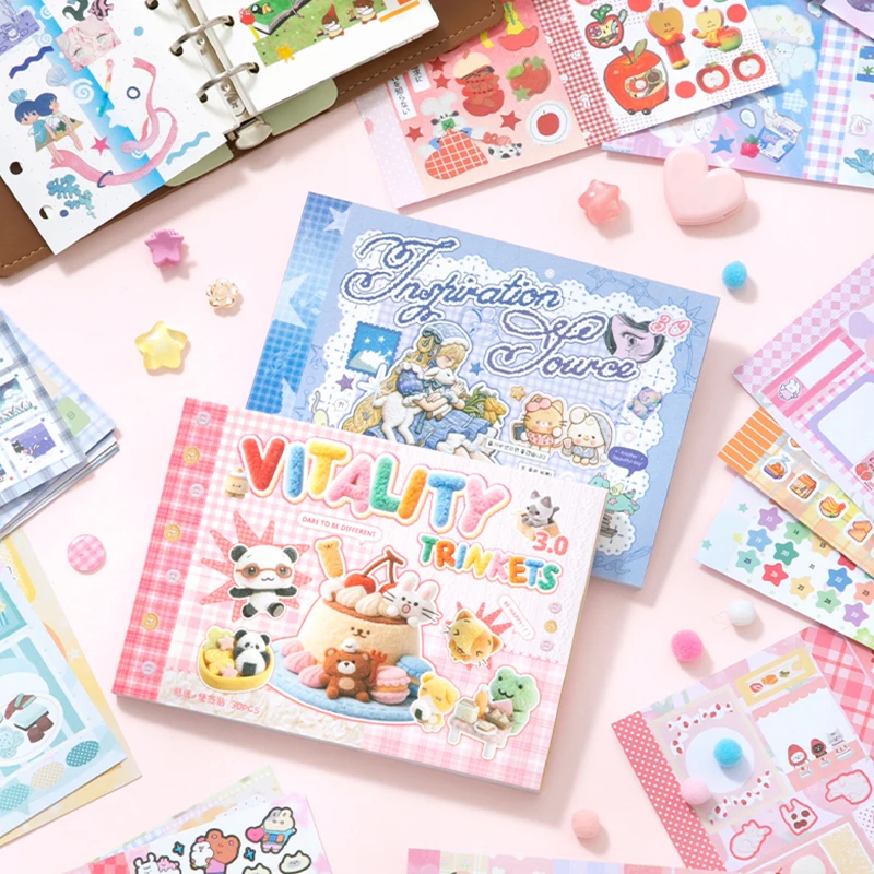 

Блокнот для стикеров Mr.Paper, 30 листов/книга, двойной дизайн, M5, в стиле Kawaii Cartoon и винтажном стиле, для DIY-журналов и декора скрапбуков