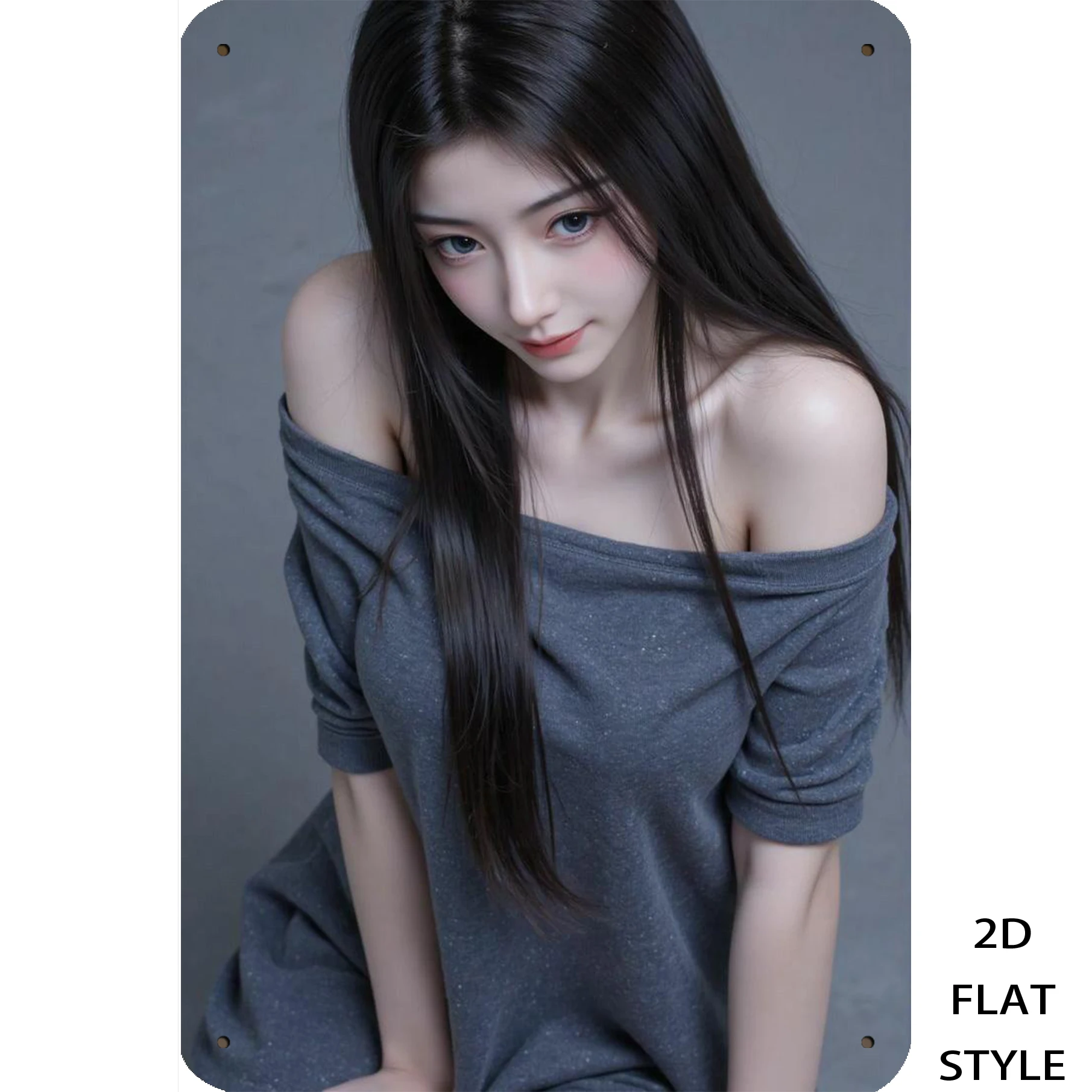 لافتة فنية معدنية: تصميم نسائي باللون الرمادي لجدار ديكور حفلات المنزل والمقهى والمرآب #3