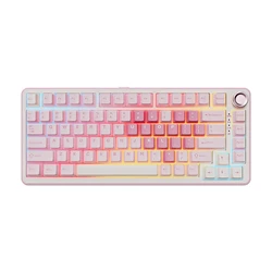 YUNZII B75 PRO Pink Mechanical Gaming Keyboard, Bluetooth/Wire/Wireless 75 Knob RGB Keyboard, Gasket Hot-Swap Custom Creamy Keeb