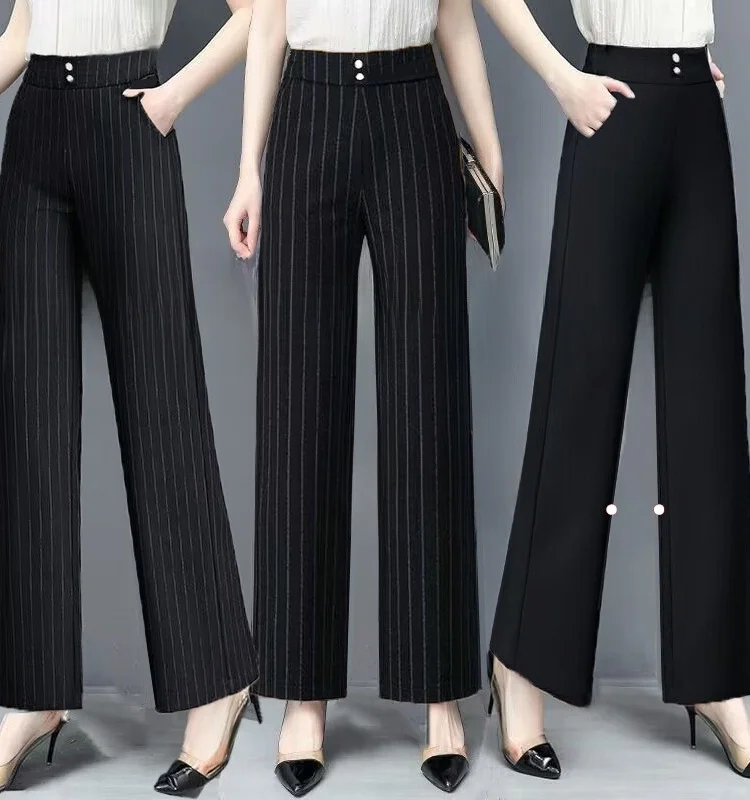 

Модные женские брюки с высокой талией и широкими штанинами, весенне-летние, тонкие, свободные, стройнящие, прямые, повседневные, в стиле Mom's Trendy