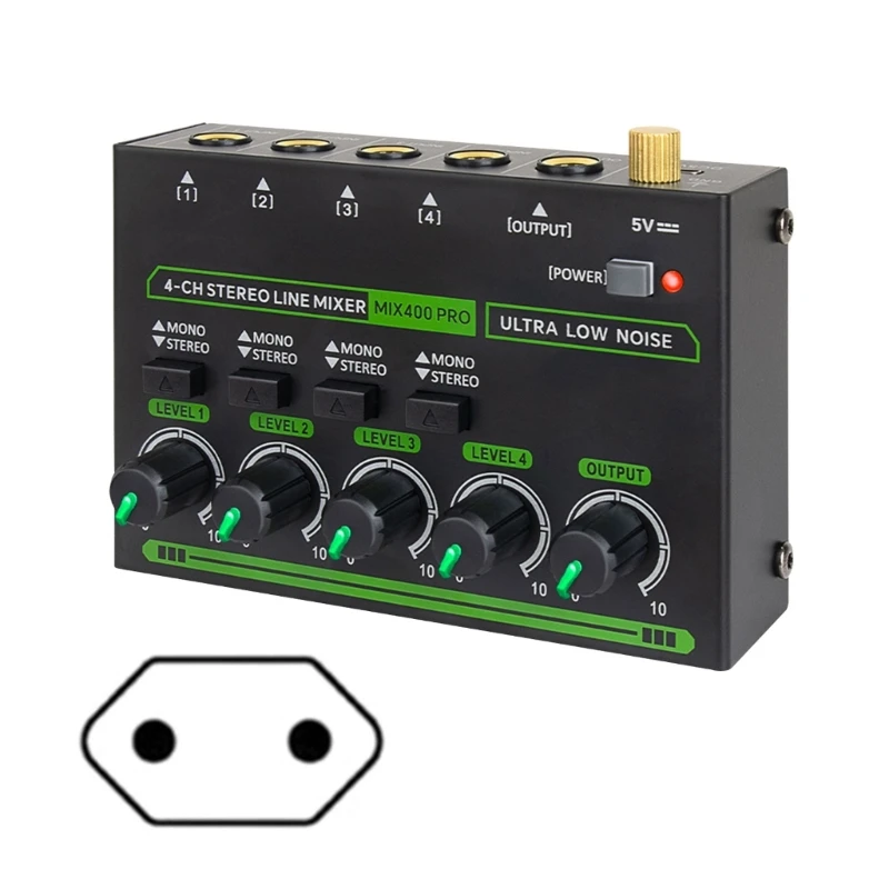 Портативный 4-канальный стереомикшер со светодиодной подсветкой, микшерные консоли для сценического студийного микшера