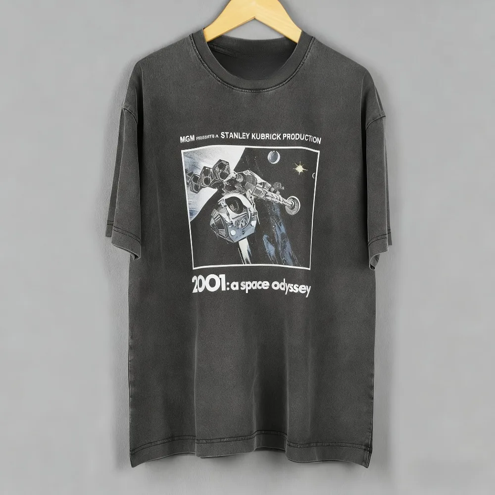 Camiseta Space Odyssey 2001, película de ciencia ficción Stanley Kubrick "The Shining", Camiseta negra de algodón resistente con cuello redondo