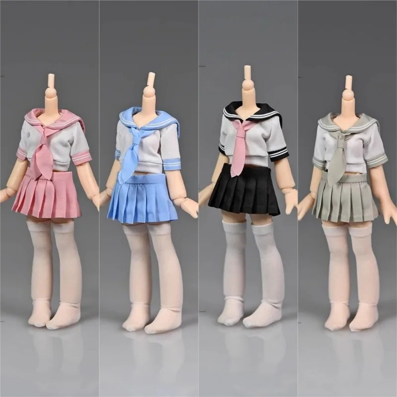 1/12 Scale Cute Beauty Sailor Suit Student Pleated JK Skirt Female Clothes Model for 6-inch Action Figures BJD Ornaments