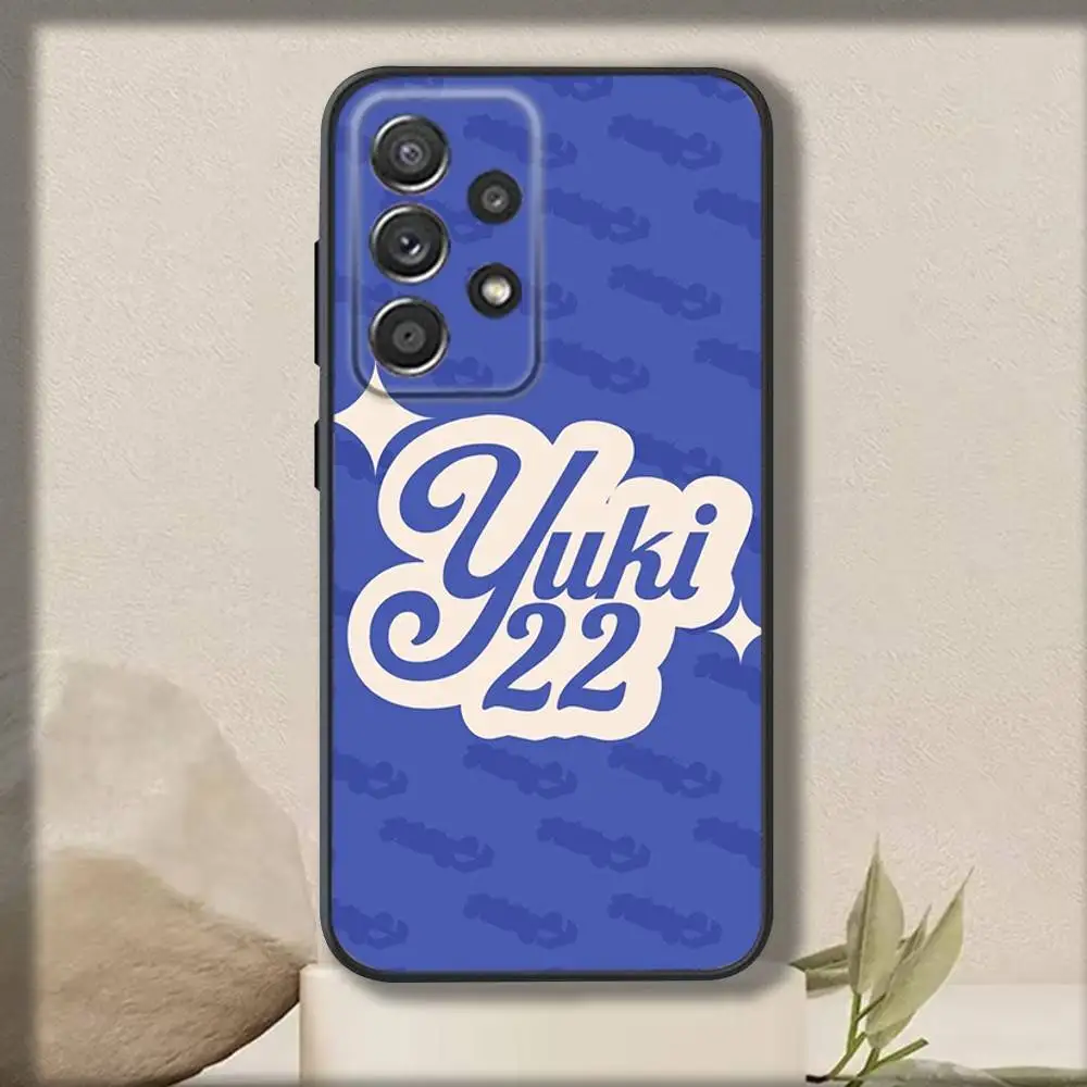 حافظة هاتف Y-Yuki Tsunodas 22 لهاتف سامسونج S 25,24,23,22,30,21,10,9,Ultra,Plus,Lite,FE,4,5G حافظة سوداء ناعمة