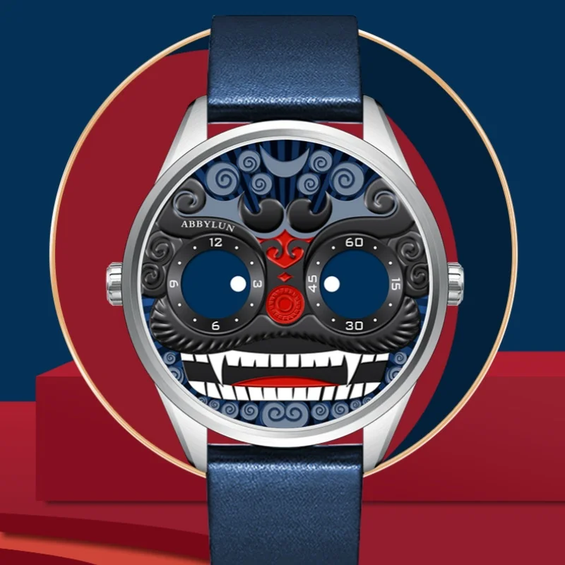 Abbylun 1363 relojes de cuarzo a la moda para hombre, diseño creativo, correa de cuero, reloj de pulsera deportivo informal resistente al agua para hombre, reloj para hombre