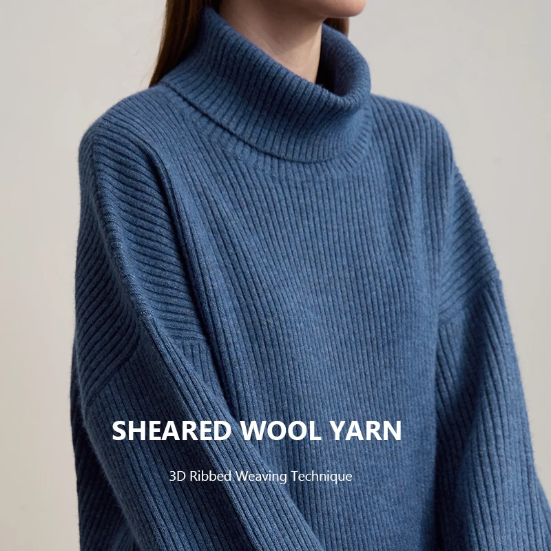 Sweter damski Amii 2025 Zima Nowy Ciepły Sweter Komfortowy z Golfem Luźny Sweter Damski z Długim Rękawem Dzianinowy 12544070