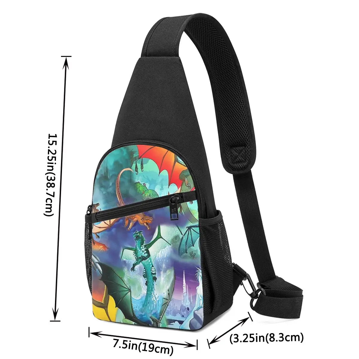 Wing Of Fire All Dragon Pattern Background Chest Bag Men Sling Crossbody Backpack Chest Bag Travel Hiking Daypack Shoulder Bag