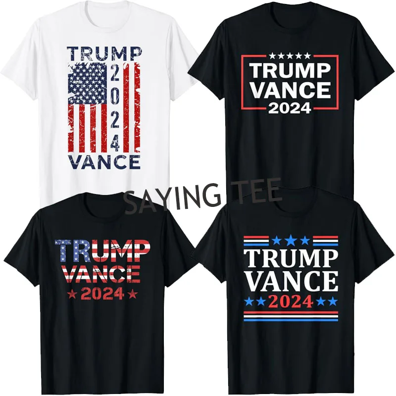 Trump Vance 2024 Vintage Patriotic T-Shirt President VP USA Election Campaign Tee US Flag Print Graphic Outfit Short Sleeve Tops