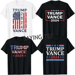 Camiseta patriótica Vintage de Trump Vance 2024, camisa de campaña para elecciones de Presidente VP EE. UU., atuendo gráfico con estampado de bandera de EE. UU., Tops de manga corta