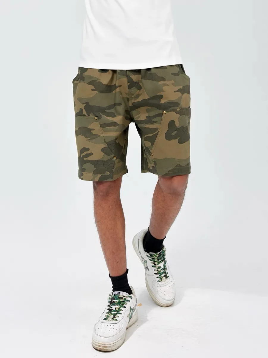 

Камуфляжные брюки в американском стиле ретро, свободные брюки для спецодежды в пять четвертей, летние повседневные свободные леггинсы High Street Sle