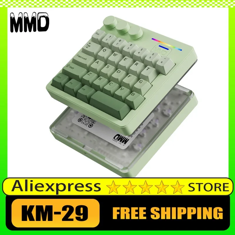 

MMD KM 29 Customized Mechanical Keyboard Wireless Three Mode Aluminum Alloy 3 Knobs VIA Mini Keyboard for Office Multimedia