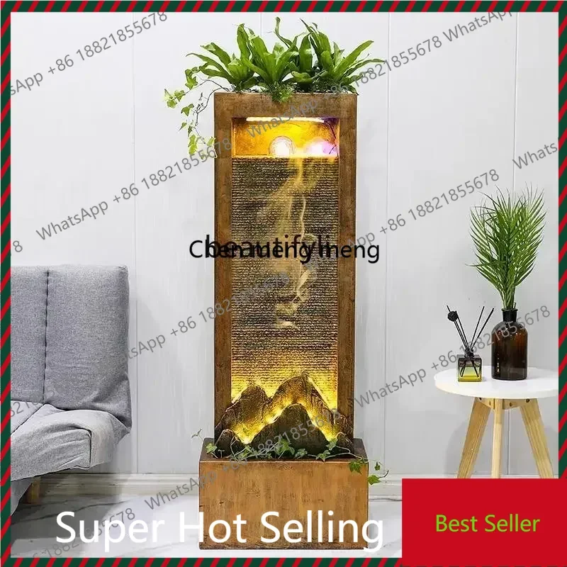 K182ZC182qEuropean water curtain wall, flowing water makes money, fountain ornament, living room circulating water humidifier or