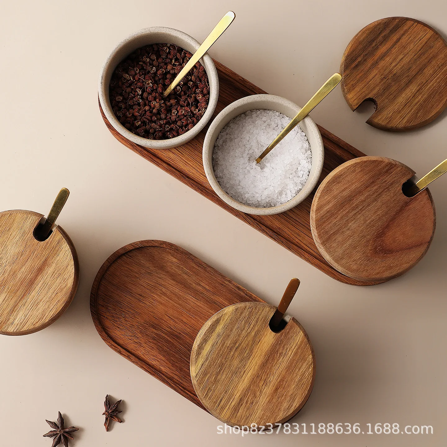 Juego de tres piezas de tarros de cerámica para condimentos de cocina de restaurante y tarros de condimentos de sal y glutamato monosódico para el hogar