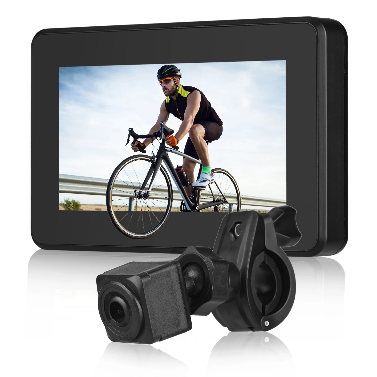 

Handlebar Bike Mirror, 4.3" 1080P Bicycle Front and Rear View Camera Recorder with Night Vision Function, 110° Wide Angle View,