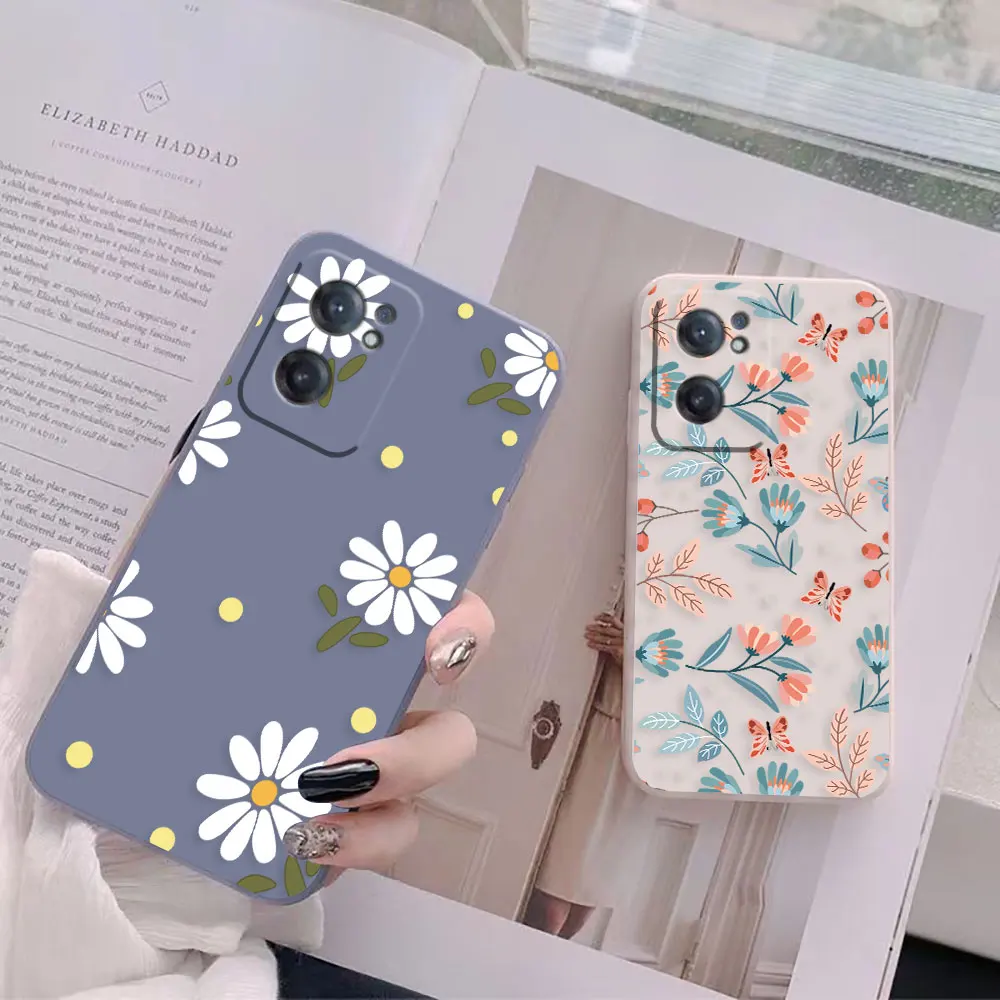 Little Floral Chrysanthemums Phone Case For Oneplus 5 5T 6 6T 9 9R 8 8T 7 7T ACE 2 2V NORD CE Lite Pro Colour Liquid Case Shell