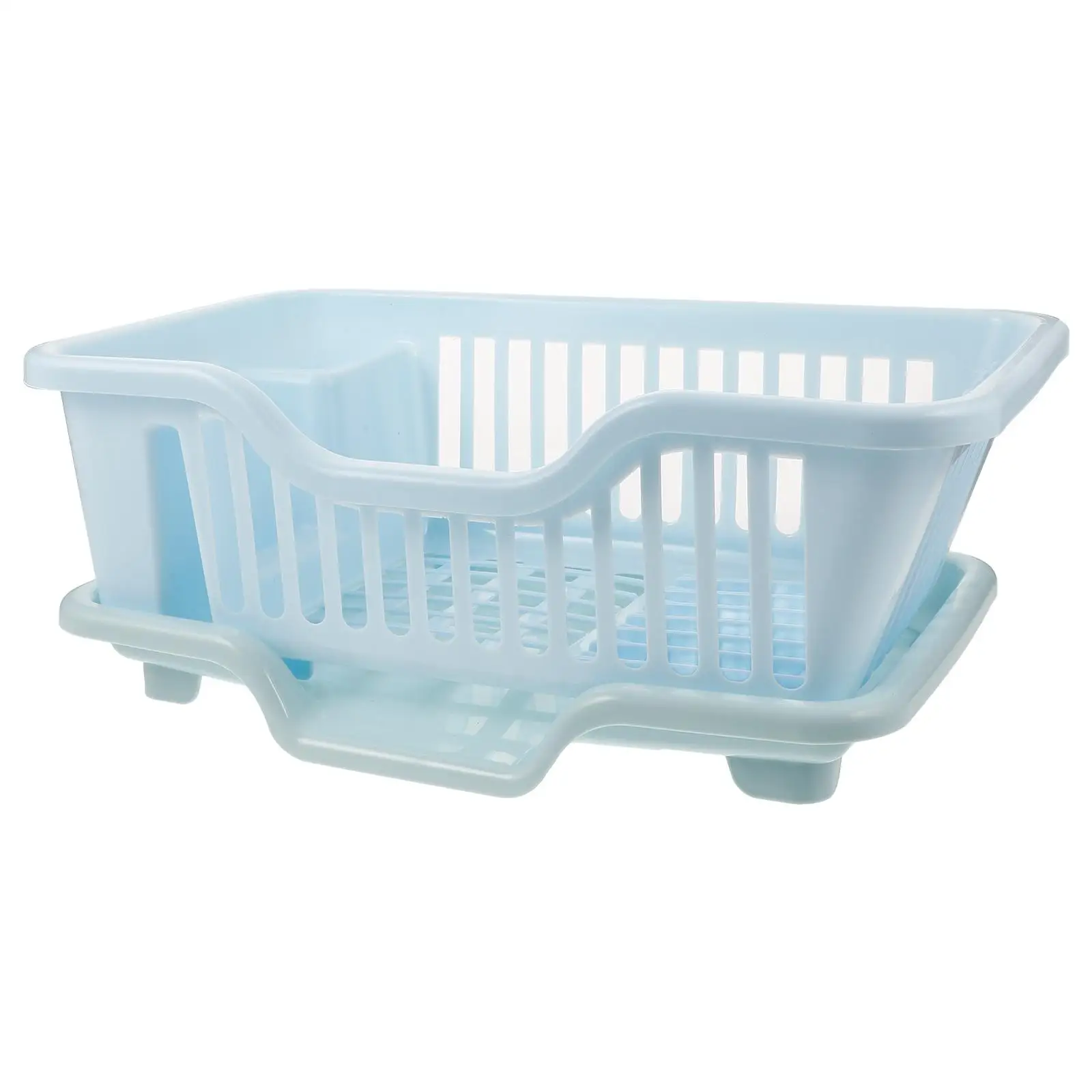 

Dish Drying Rack Kitchen Organizer Blue Color Drain Water Storage Tableware Holder Lightweight Safe Material Fruit Vegetable