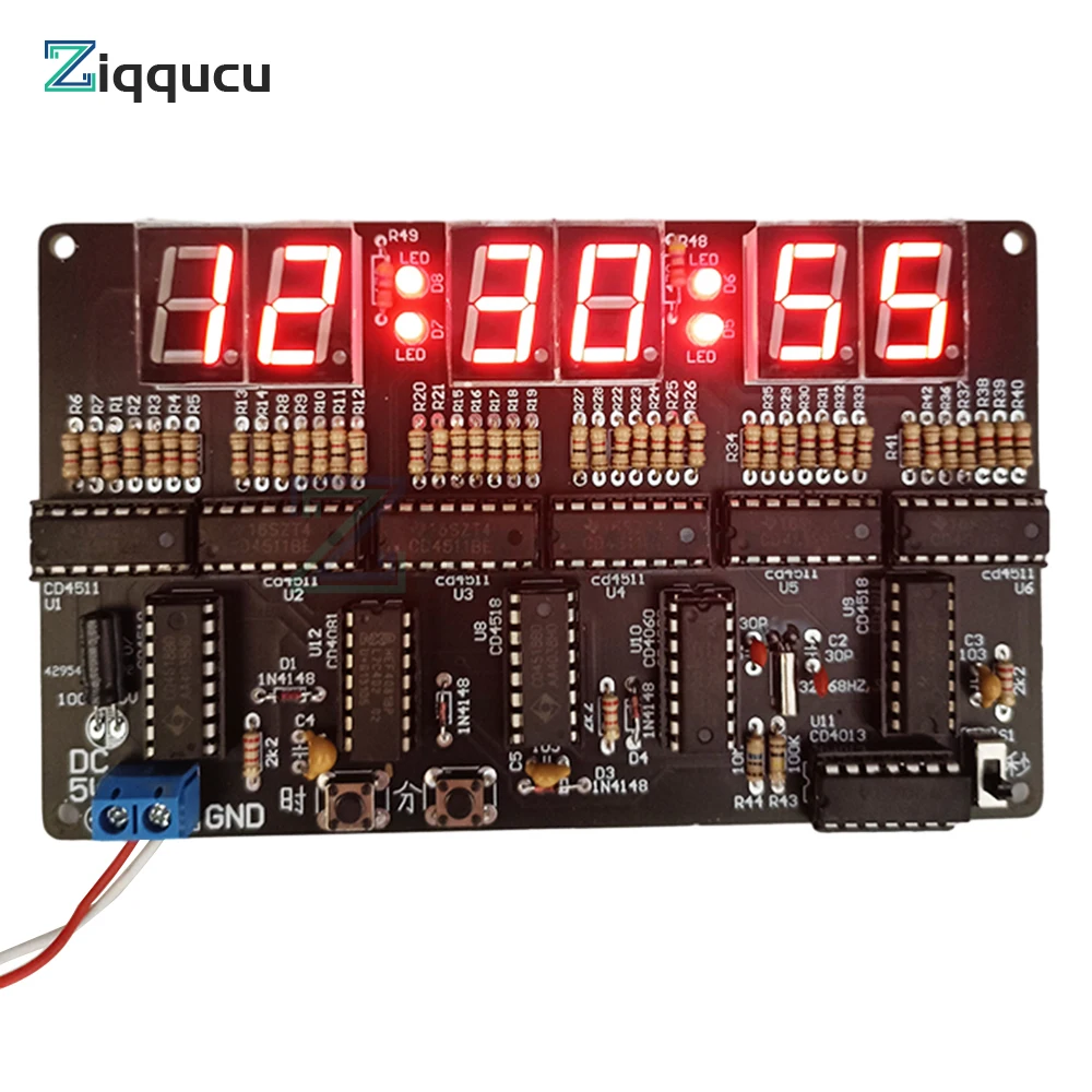 6 Digits DIY Clock Kit Auto Display Time DIY Alarm Clock Soldering Practice Kit for Students and Diyers