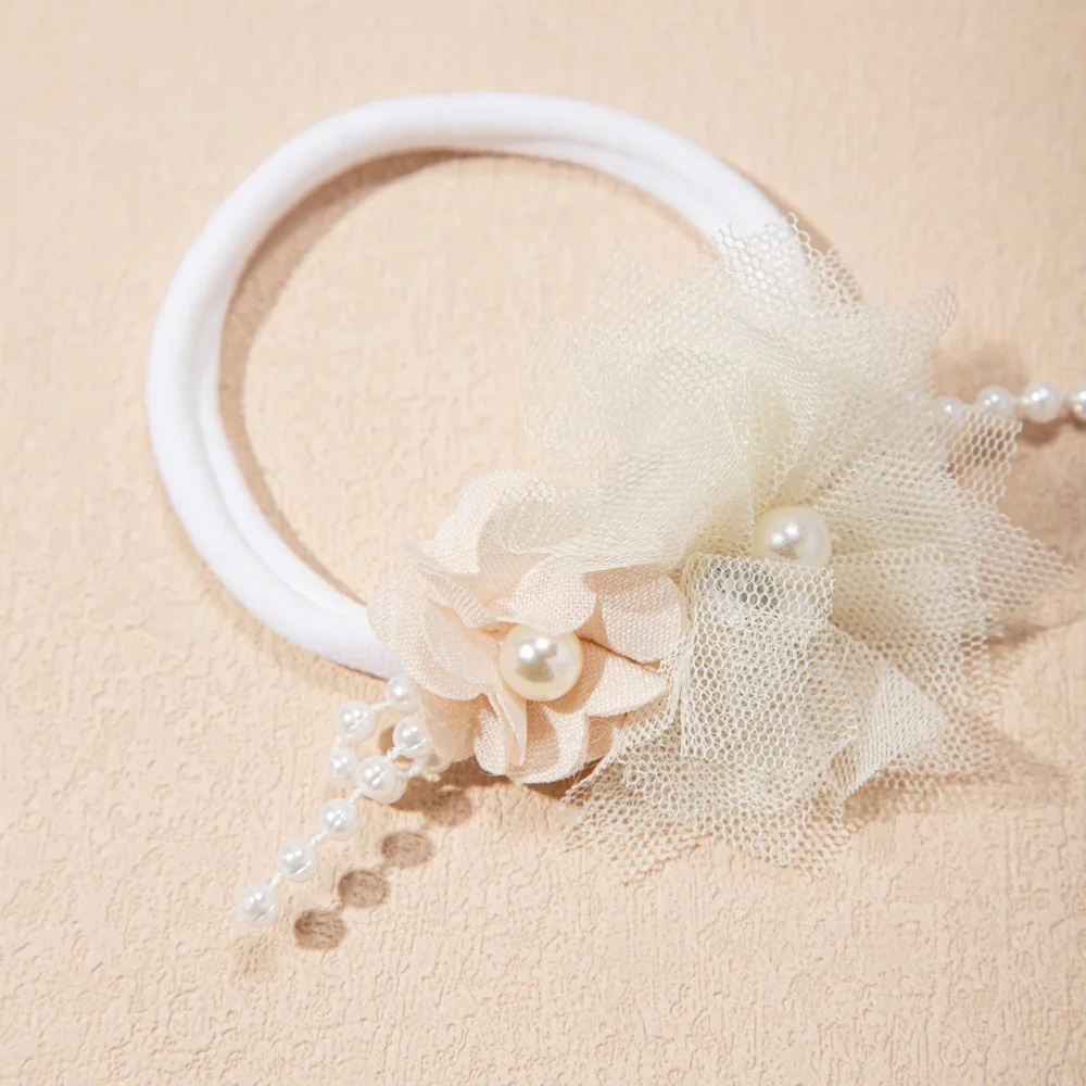 

Детская эластичная повязка на голову с цветами в стиле принцессы, повязка на голову с цветком, детская сетчатая повязка на голову с цветком, детские нейлоновые повязки для волос с жемчугом