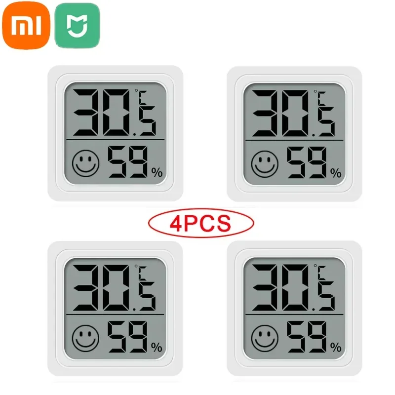 Xiaomi-Mini Hygromètre Therye.com Numérique LCD, Capteur de Température Intérieure et d'Humidité, Jauge, Station Météo, Ensemble de 4 Pièces