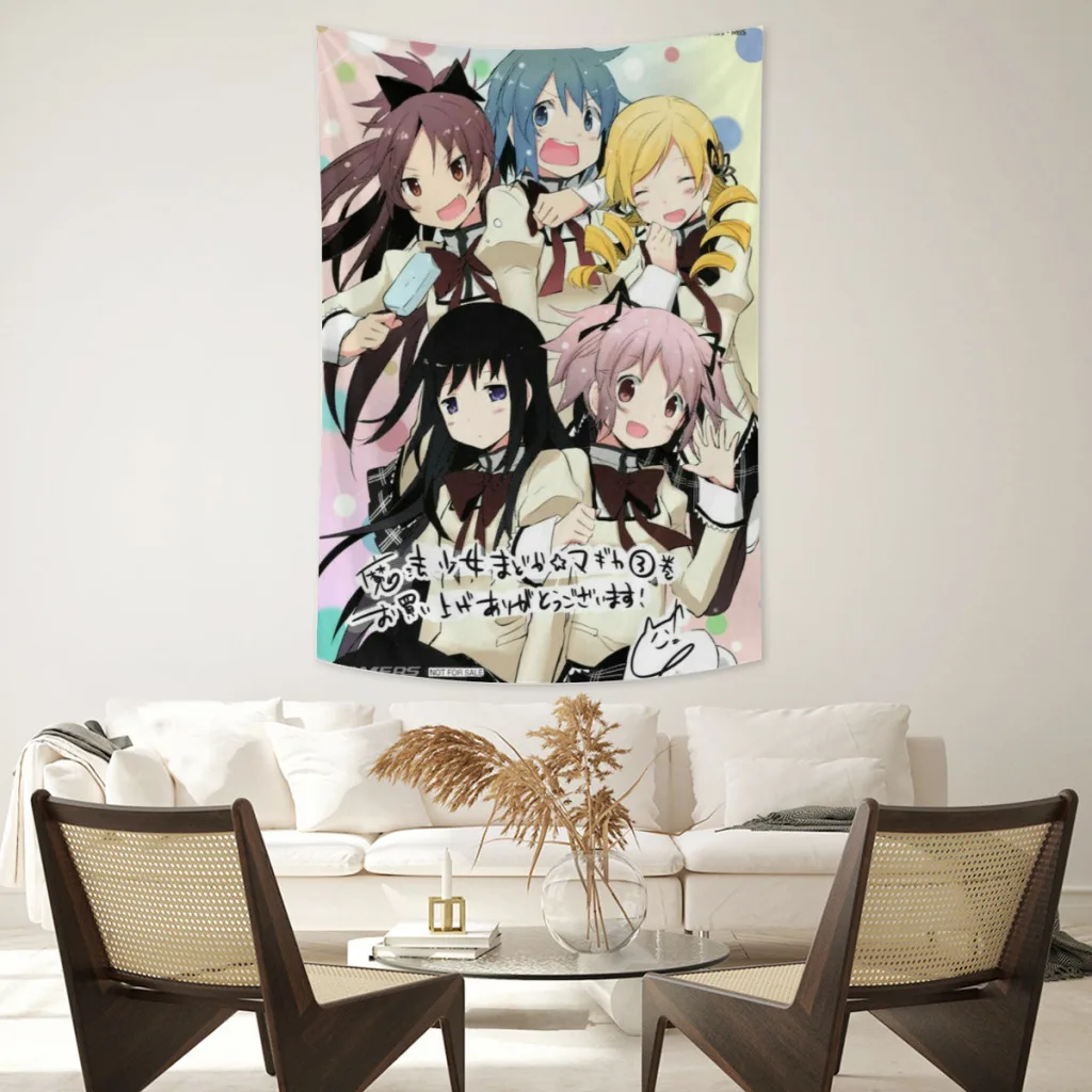 

Anime Tapestry Japan Kawaii Puella Magi Madoka Magica Wall Hanging For Bedroom Décor Aesthetic