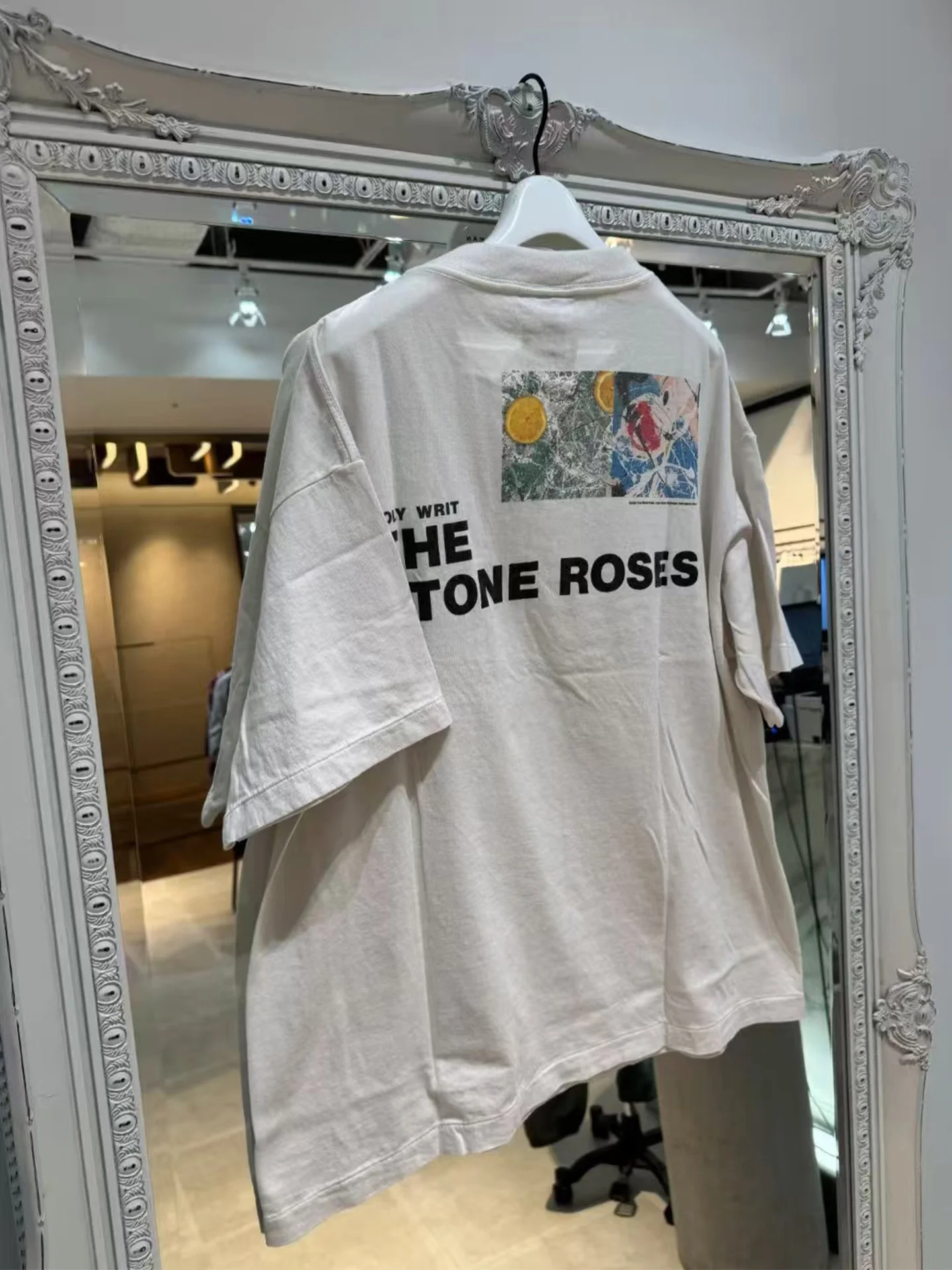 Saint Mx6 the Stone Roses Collaborative Unisex Loose Fit Short Sleeve T-Shirt round Neck Lettering Casual Cotton Top