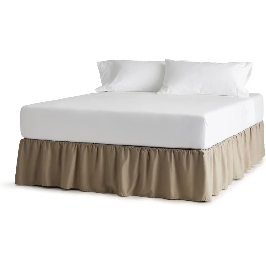 تنورة سرير مكشكشة من الألياف الدقيقة مقاس 14 بوصة لديكور غرفة النوم الحديثة ومقاومة للتجاعيد والبهتان وقابلة للغسل في الغسالة وسهلة التركيب #5